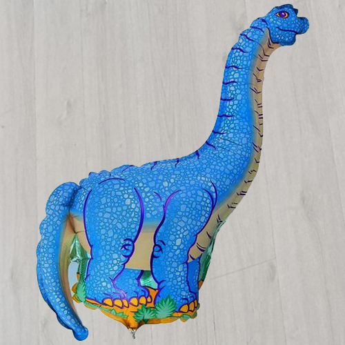 Фольгированный шарик гелиевый голубой динозавр
