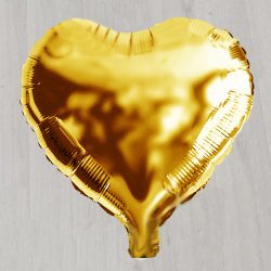 Шар фольгированый с гелием в виде золотого сердечка